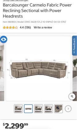 Barcalounger Carmelo Fabric Power Reclining Sectional with Power Headrests