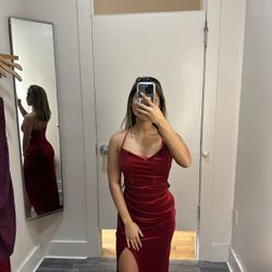 Red Velvet Long Maxi Bodycon Dress Prom Gala Wedding Gown Windsor