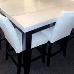 Authentic Marble Dining Room Set Table with 6 Chairs