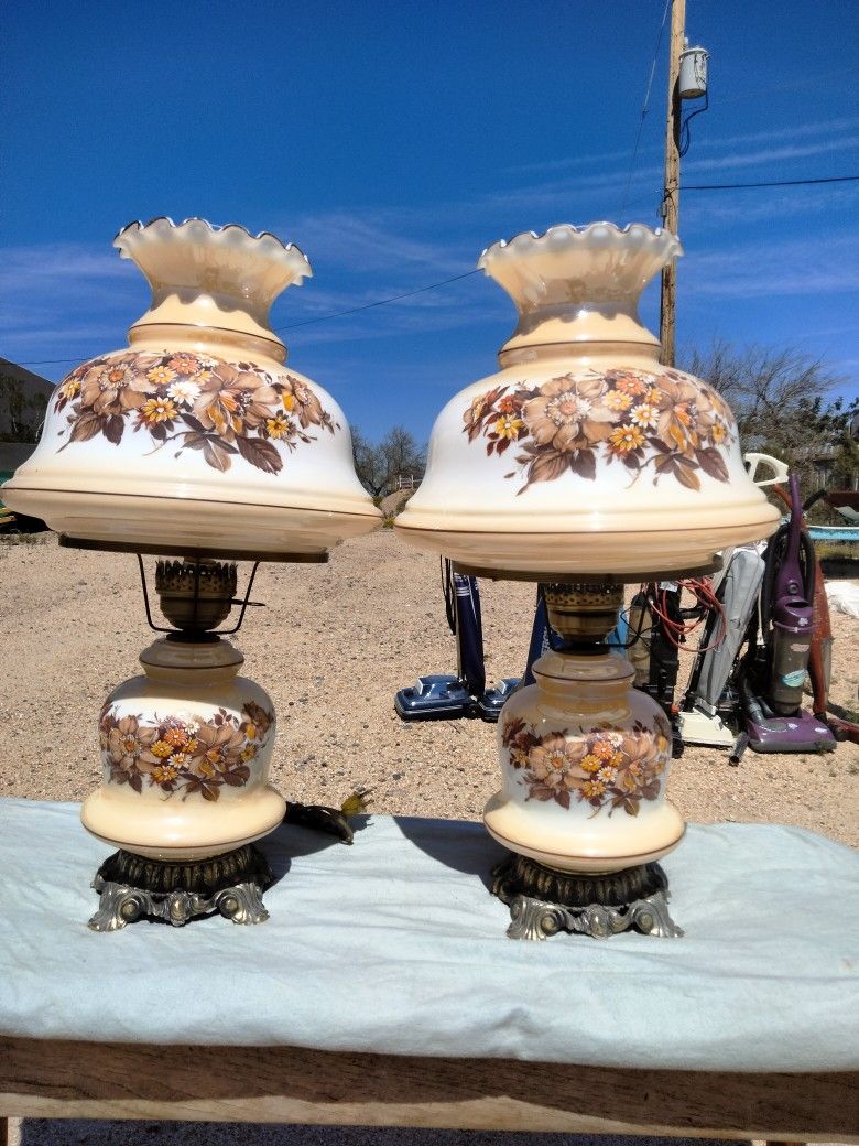 Pair Of Vintage Hurricane Lamps