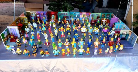 VINTAGE 2000 LOS SIMPSONS WORLD OF SPRINGFIELD INTERACTIVE COLLECTION 16 HOUSES / 104 FIGURES SUPER RARE
