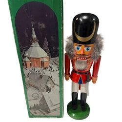 Vintage German Nutcracker Nussknacker Erzgebirgische Volkskunst 13.5” Tall w/box