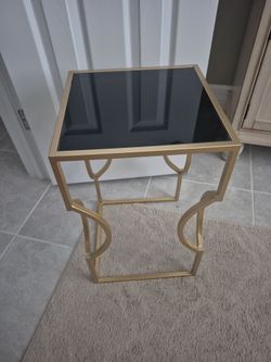 Gold finish side table 13x13