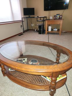 Vintage 1980s solid oak coffee table