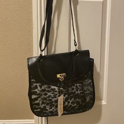 Black And White Leopard Print Crossbody Bag