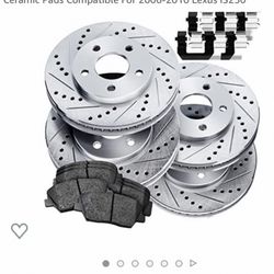 Front/Rear Silver Drilled Slotted Brake Rotors