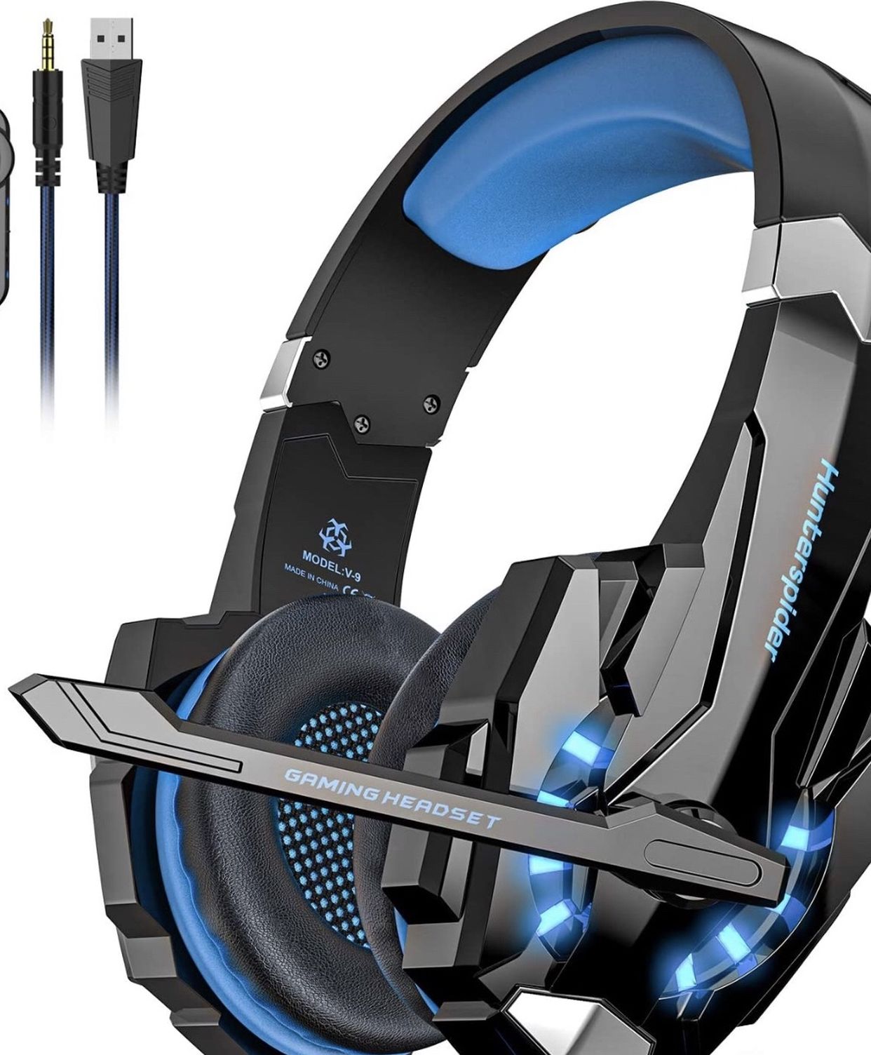 Noise Cancelling Stereo Gaming Headset Over Ear Headphones for PS4 PC Xbox One Controller Mobile Phone Laptop Mac Nintendo Switch Games with Mic LED L