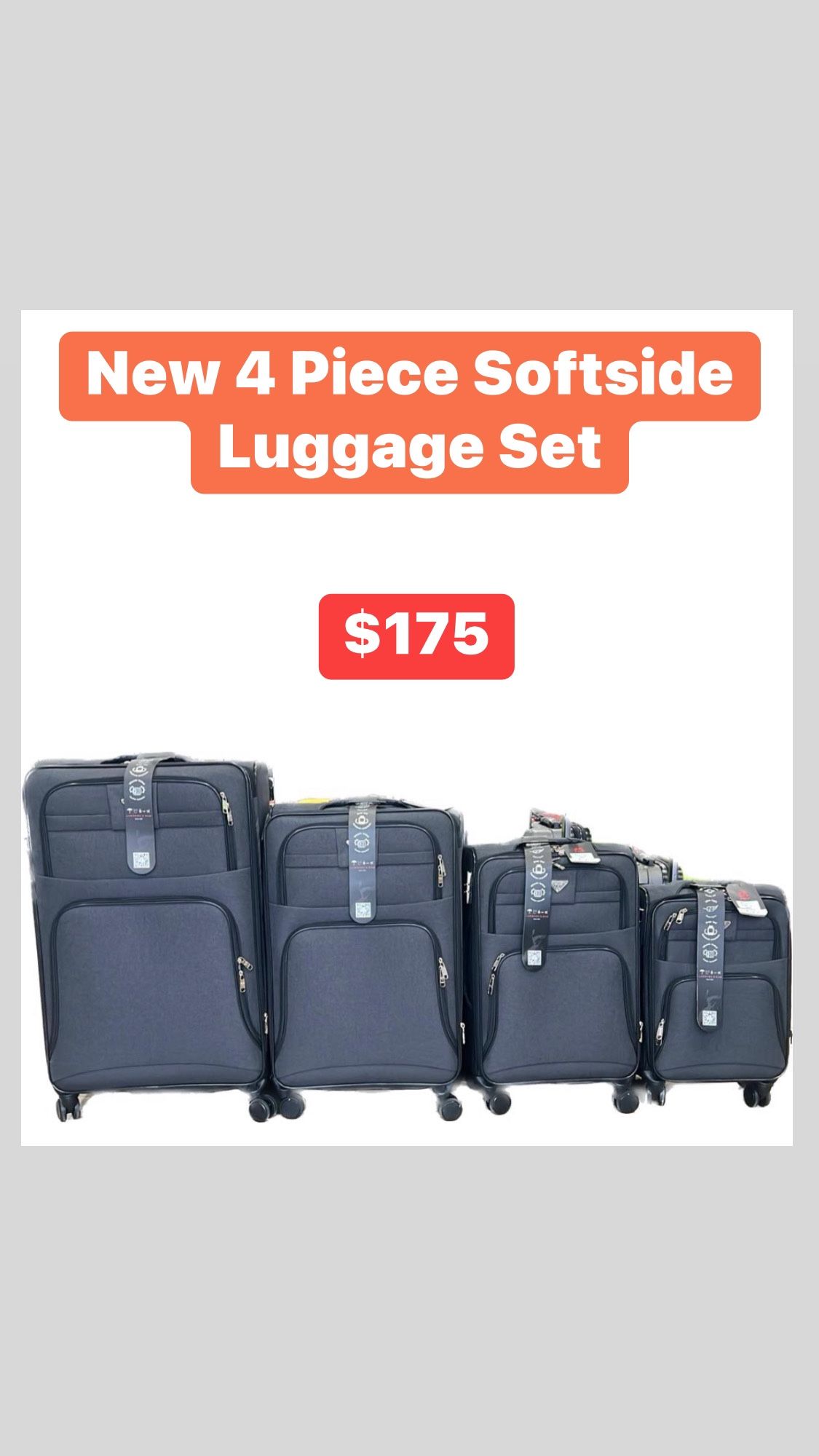 New 4 Piece Softside Luggage Set