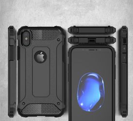 IPhone X Case - Tough Rugged Armor With Bumper and Free Tempered Glass