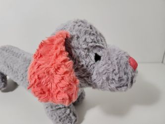 Valentine I Woof You Gray plush dachshund With Pink Ears,nose,Tail Hug Fun