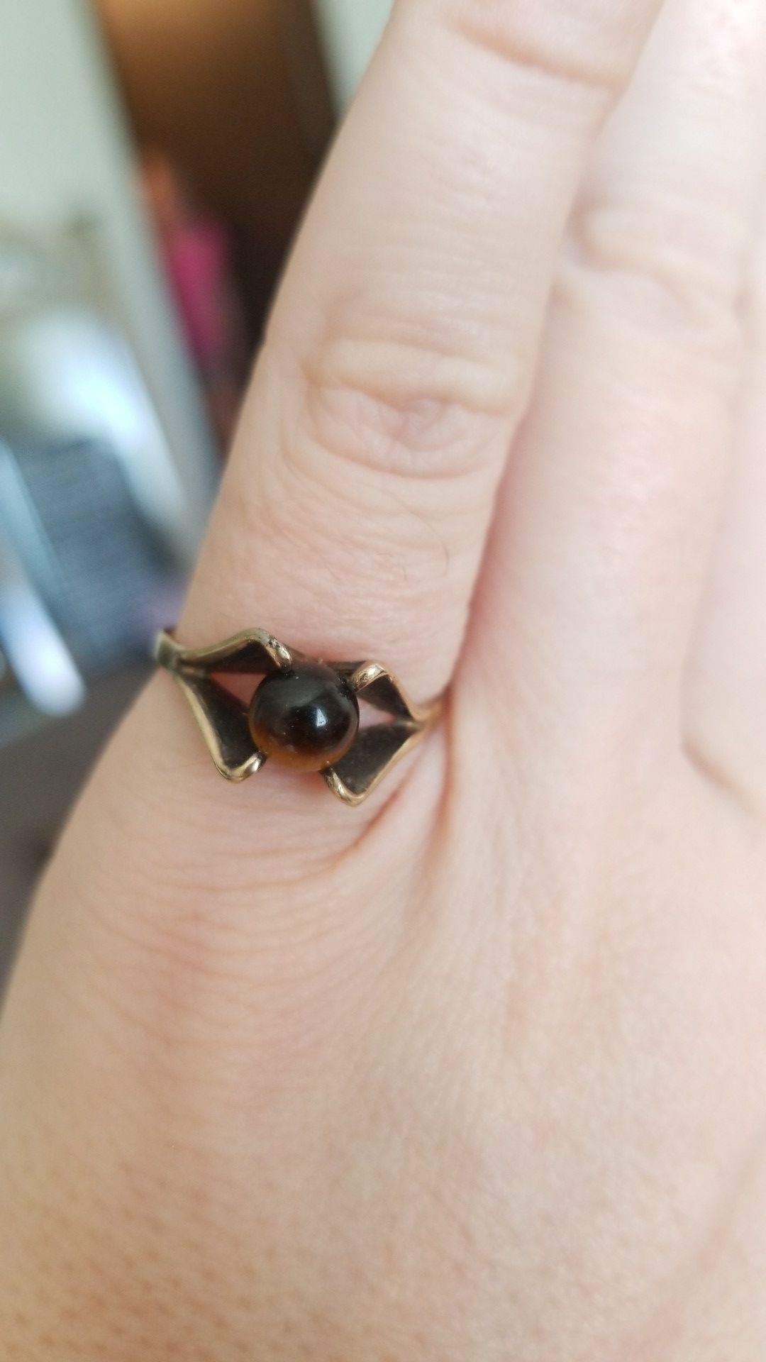 Sterling silver gold plated cats eye ring