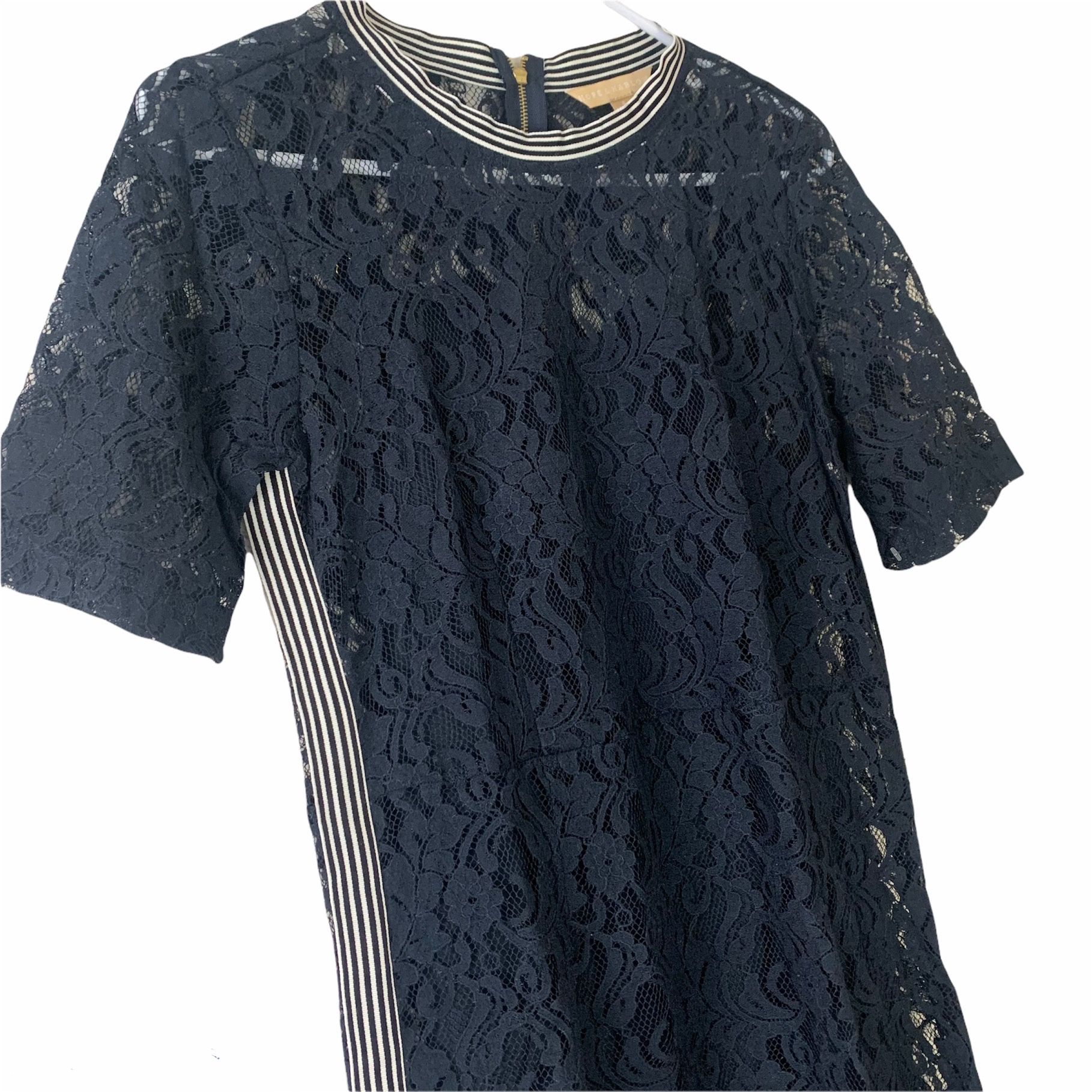 NWT women's HOPE & HARLOW lace striped back zipper dress Size 4