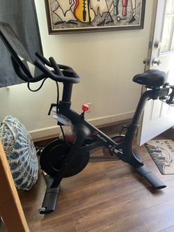 Peloton Bike With Shoes, Weights And Earbuds