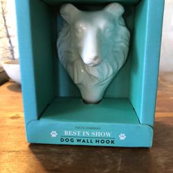 White Ceramic Dog Leash Wall Hook 