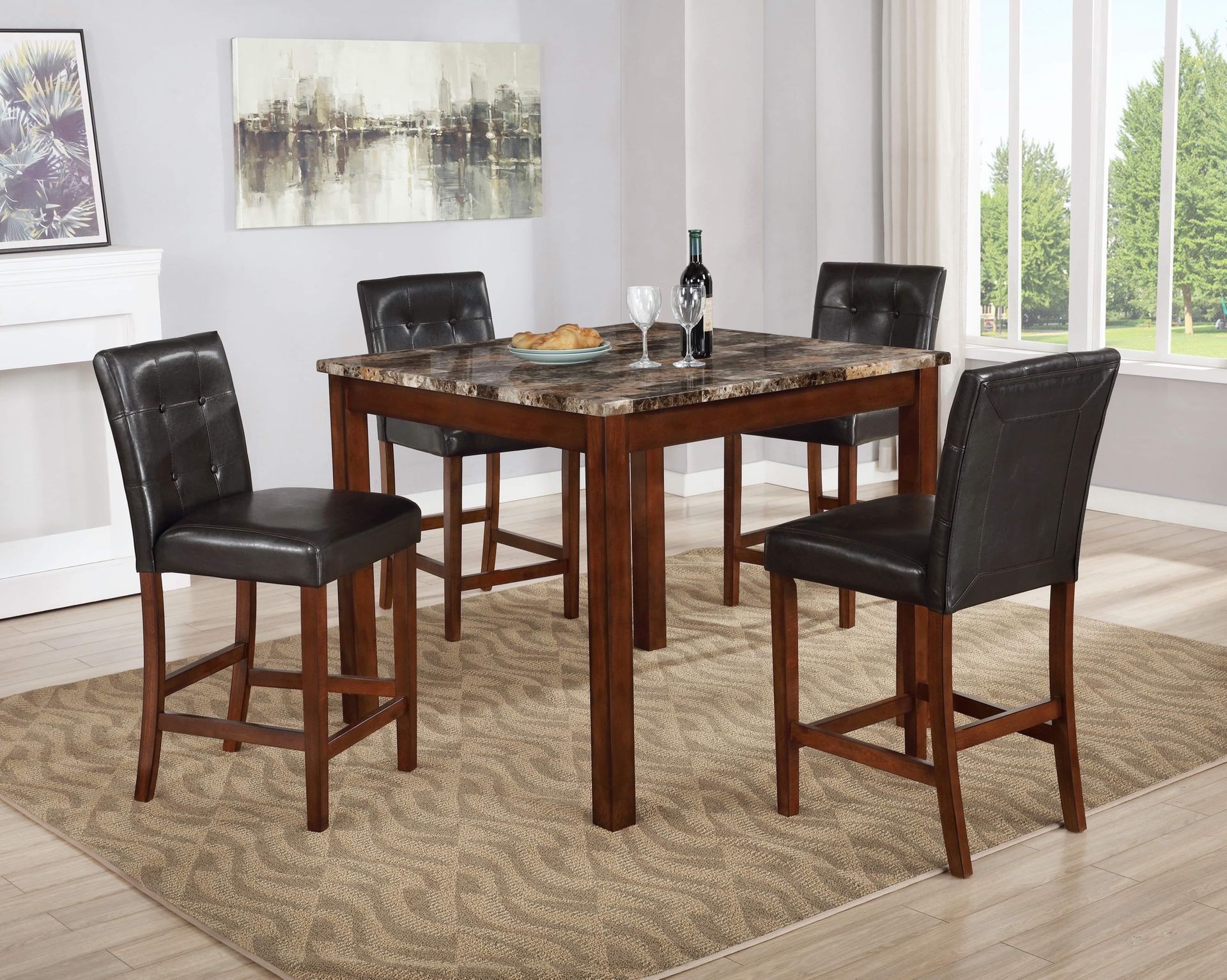 COUNTER HEIGHT TABLE WITH 4 CHAIRS