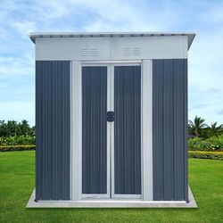 New in Box 5 x 3 FT Pent Roof Grey Outdoor Tool Bike Storage Garden Shed Tool House