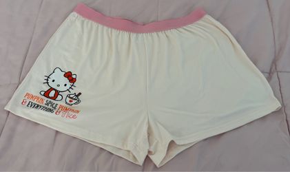Hello Kitty cream Pumpkin Spice and Everything Nice pull on sleep shorts, size XL