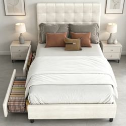 Bedroom Bed Frame with Headboard - Low Platform Bed Full Size Noise-Free No Box Spring Needed Easy to assemble (Bed frame only)