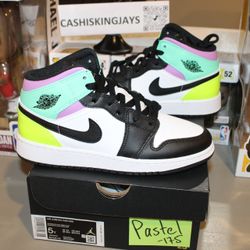 Jordan 1 Mid Pastel Black Toe (GS) Size 5y ( 6.5 Women) Brand New Meet Ups at Durango Casino 🎰 