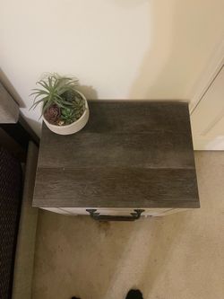 Ashley Furniture Rustic Farmhouse Nightstand / End Table – Dark Wood Finish