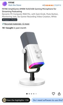 Fifine Microphone White (No Wire / $30 OBO)
