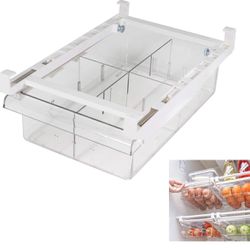 YekouMax Fridge Drawer Organizer, Refrigerator Organizer Bins, Pull Out with Handle, Fridge Shelf Holder Storage Box, Clear Container for Food,Drinks,