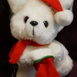 Christmas Puppy Holding Stocking Stuffed Toy 