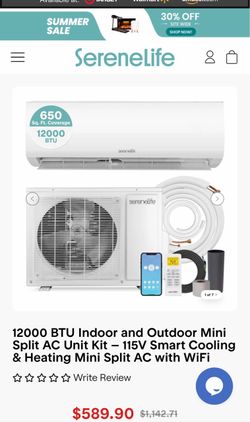 12000 BTU Indoor and Outdoor Mini Split AC Unit Kit – 115V Smart Cooling & Heating Mini Split AC with WiFi Alexa