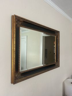 Vintage Gold & Black Wall Mirror 30 x 42