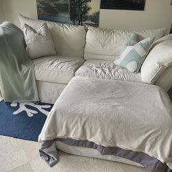 White Slipcover 2 Seats Sofa / And Love Chair 