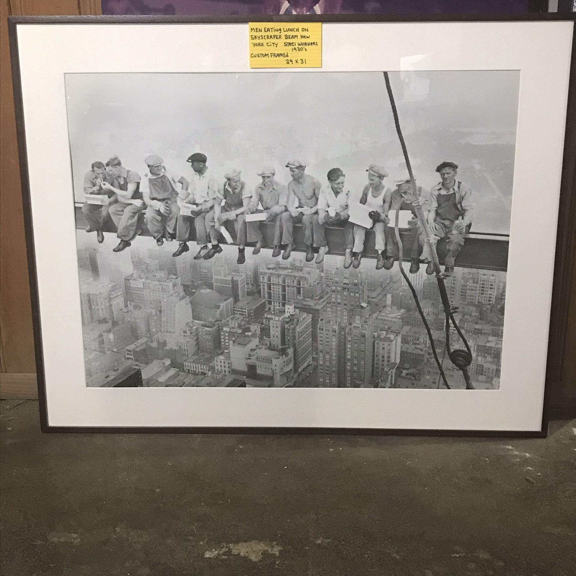 Men Eating Lunch On Skyscraper Beam New York City Steel Workers 1930S Custom Framed 39 X 31