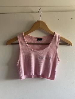 Pink “Babe” rhinestoned cropped tank top