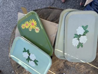 Vintage Metal Floral Plates