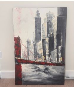Large Abstract City Canvas Wall Art