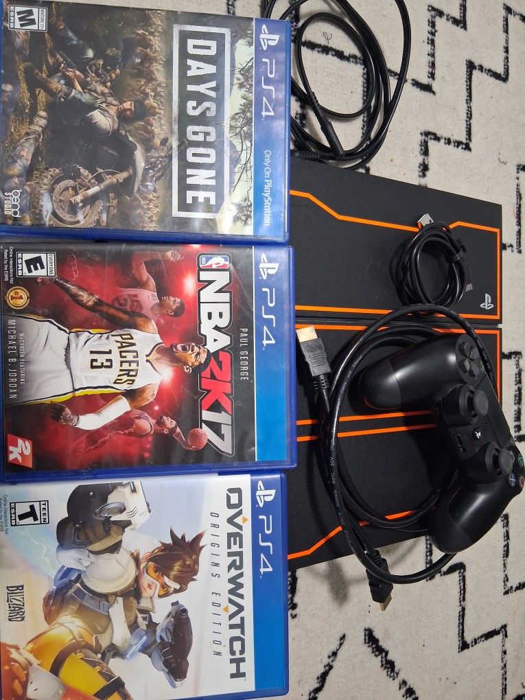 Sony PlayStation 4 PS4 1TB Limited Edition COD Black Ops III Bundle W/ Controller, All Cables, Games (Pick Up Only)