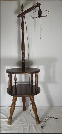 Vintage MCM George Bent Floor Lamp Table: Mid-Century Modern Wood Accent