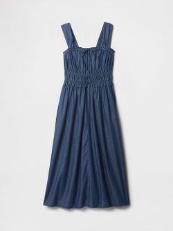 Gap Smocked Denim Midi Dress