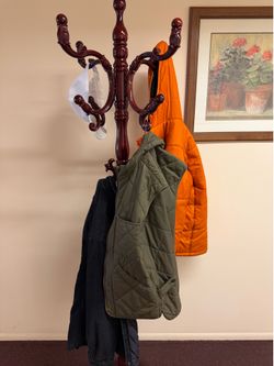 Traditional Wooden Coat Rack Stand – Mahogany Finish Hall Tree Entryway Organizer