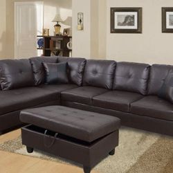 Espresso Couch With Ottoman &2pillows 