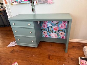 Painted Wood Desk with Floral Panel