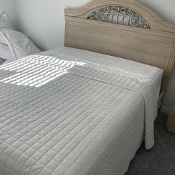 Queen Size Headboard W Frame, Mattress And Box Spring