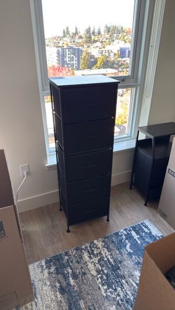 Black Fabric Drawer Tower Dresser