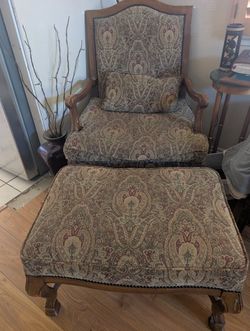 Ethan Allen Armchair With Matching Ottoman