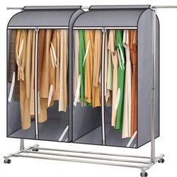 MISSLO 43" Hanging Garment Bags for Hanging Clothes Fully Enclosed Coat Bags for Closet Storage Clothes Cover with Large Clear Window and 3 Zippers (R