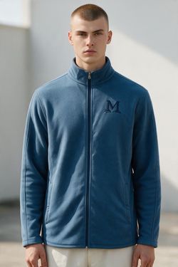 Port Authority Men's Full Zip Fleece Jacket Embroidered M Logo XL Blue