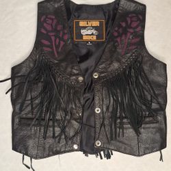 Leather Biking Vest Women's Small 