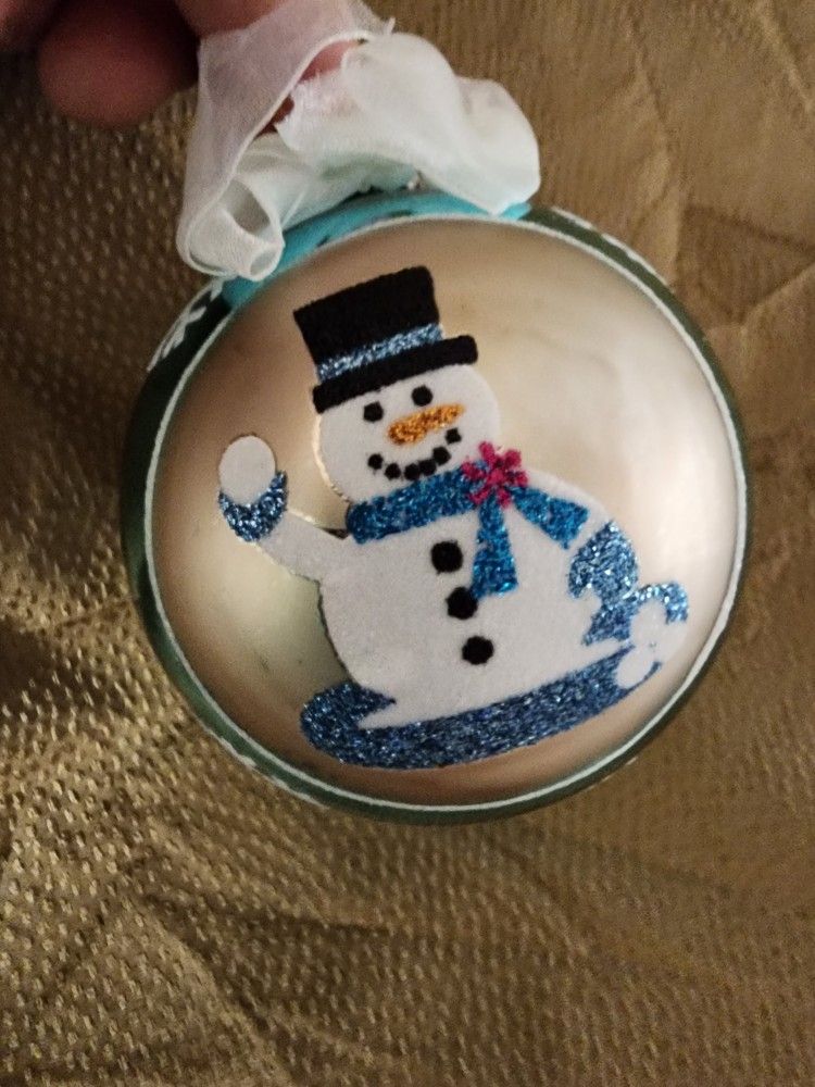 Snowman Glass Ornament