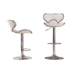 White Adjustable Swivel Bar Stools Set of 2