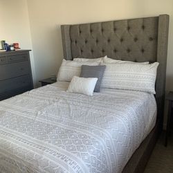 Queen Gray Platform Bedframe