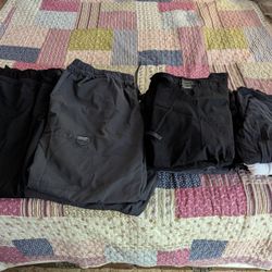 2XL Scrub Tops and 3XL Scrub Bottoms Black And Gray - Cherokee Workwear